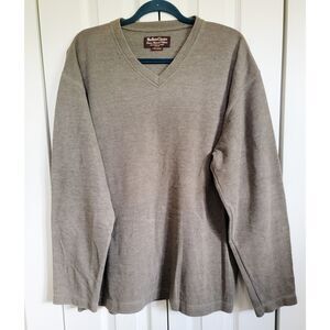 Marlboro Originals 2X Vintage Men's Jumper Sweater Olive Brown Ribbed‎ V-Neck